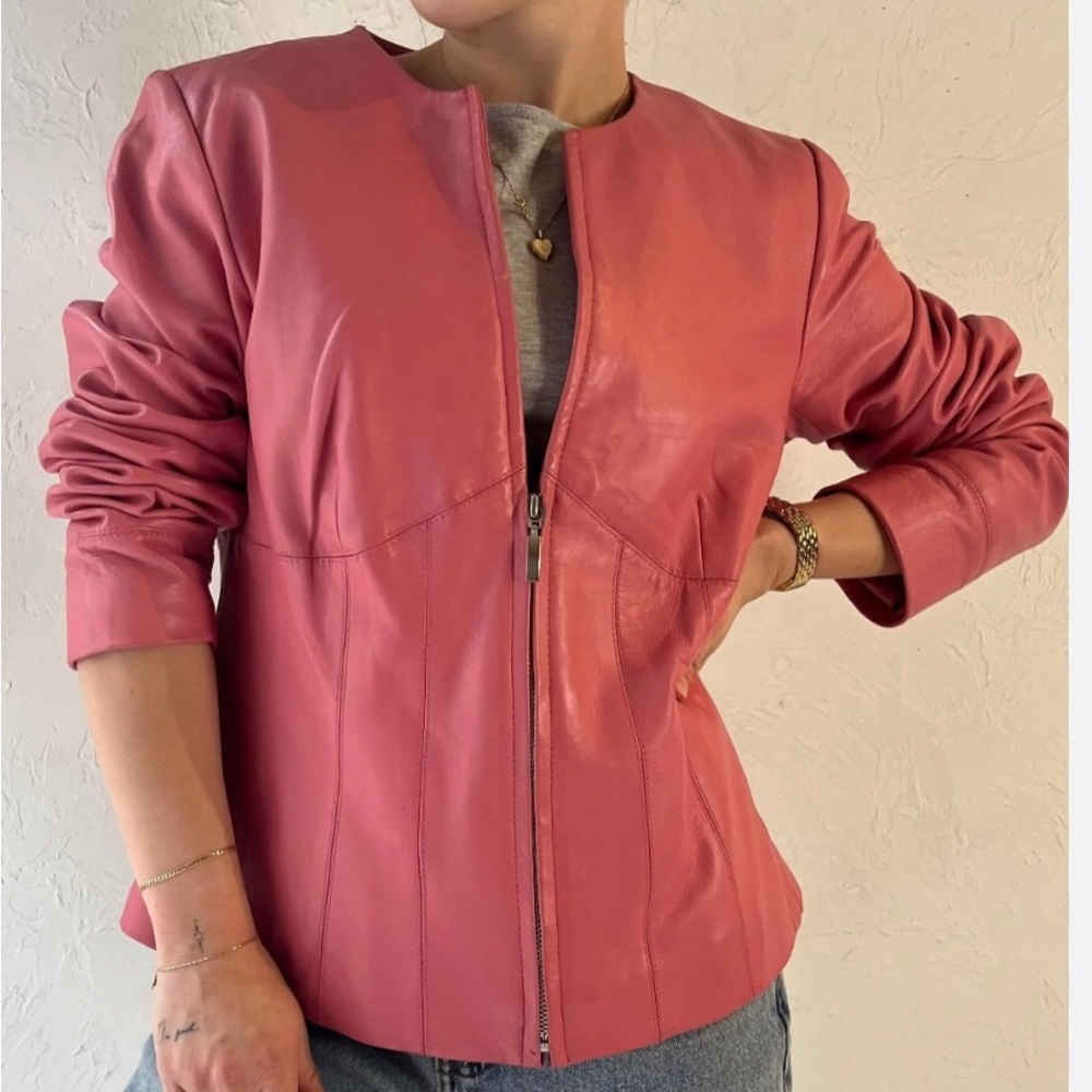 Y2k Genuine Leather Style & Co. NWOT Women’s Jacket in Coral, Size XL